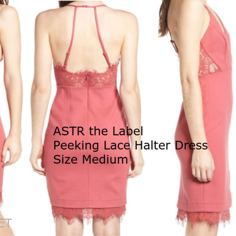 ASTR Peeking Lace Halter Dress